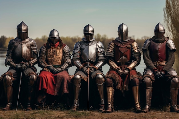 Średniowieczne historyczne przedstawienie rycerzy