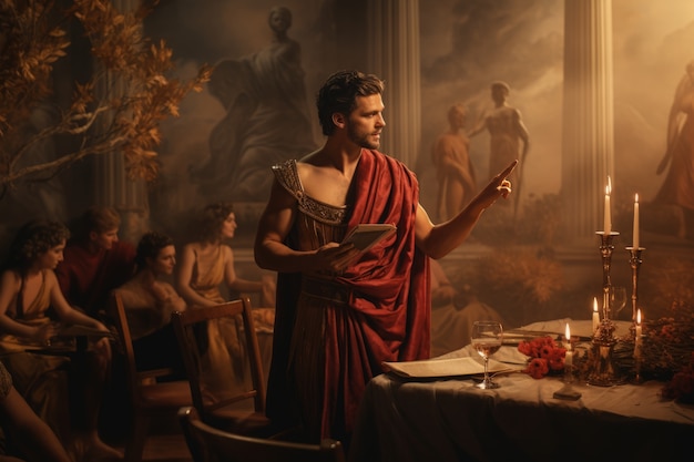 Bezpłatne zdjęcie starożytna grecka kolacja