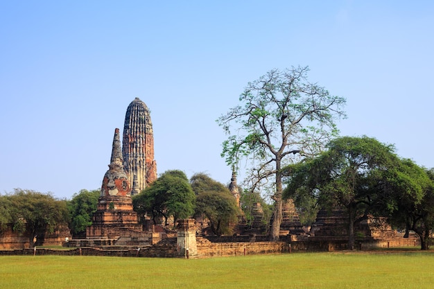 Bezpłatne zdjęcie starożytna stupa w świątyni wat phra ram ayutthaya tajlandia