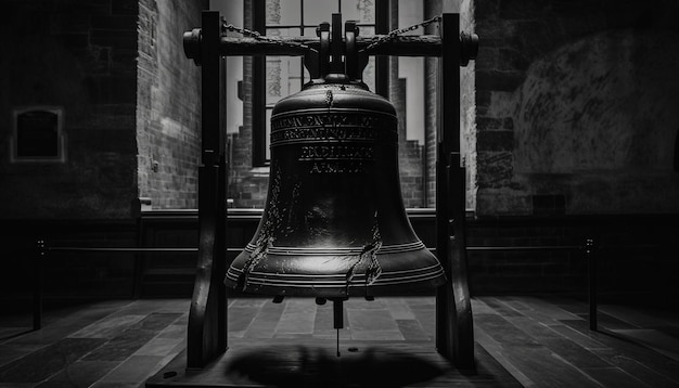 Bezpłatne zdjęcie starożytny dzwon kaplicy rozbrzmiewa w spokojnej duchowości generowanej przez sztuczną inteligencję