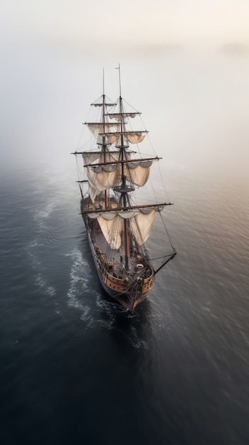 Bezpłatne zdjęcie statek piracki płynący po morzu