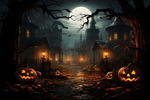 Bezpłatne zdjęcie straszne szczęśliwego halloween ilustracja tło