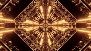 Bezpłatne zdjęcie streszczenie futurystyczne tło science fiction ze złotymi neonami