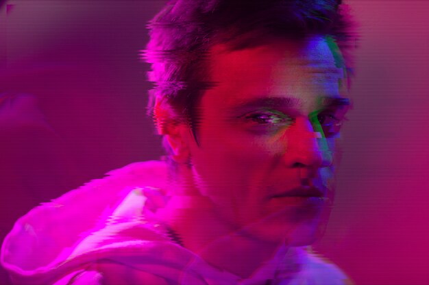 Streszczenie vaporwave portret człowieka
