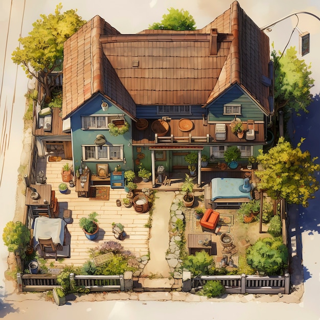 Bezpłatne zdjęcie struktura domu w stylu anime