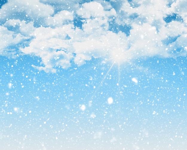 Bezpłatne zdjęcie sunny tle niebieskiego nieba z blizzard śniegu