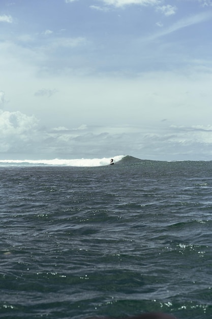 Surfing Na Bali Surfer W Oceanie łapie Falę