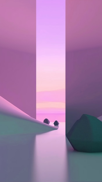 Bezpłatne zdjęcie surrealistyczna i zjawiskowa tapeta krajobrazowa w fioletowych odcieniach