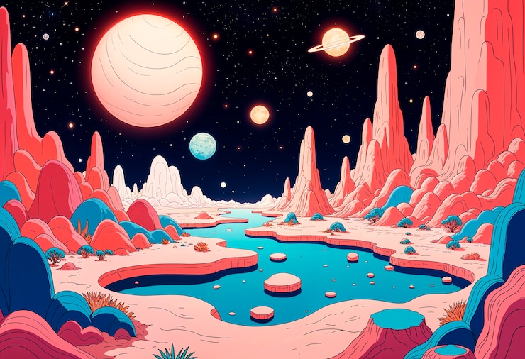 Bezpłatny plik Zdjęcie surrealistyczna ilustracja planety