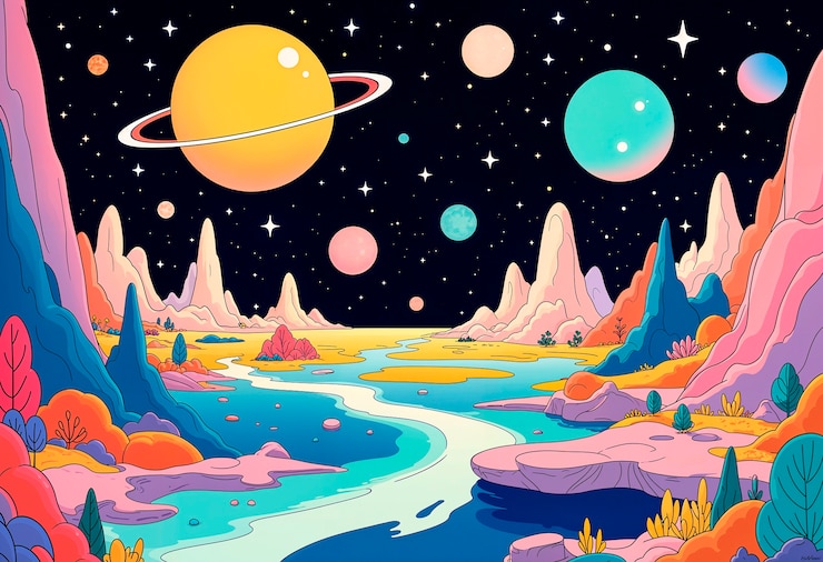 Bezpłatny plik Zdjęcie surrealistyczna ilustracja planety