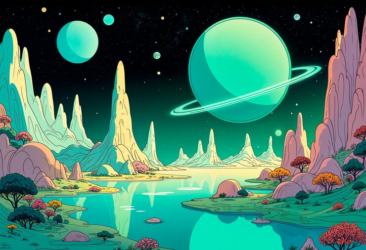 Bezpłatny plik Zdjęcie surrealistyczna ilustracja planety