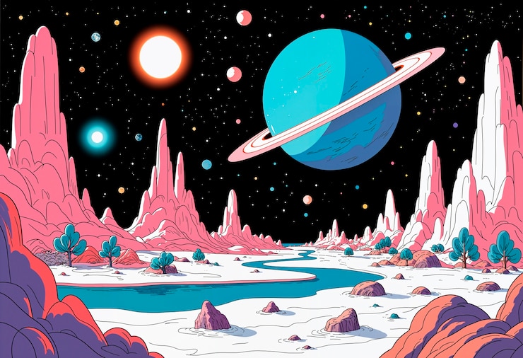 Bezpłatny plik Zdjęcie surrealistyczna ilustracja planety