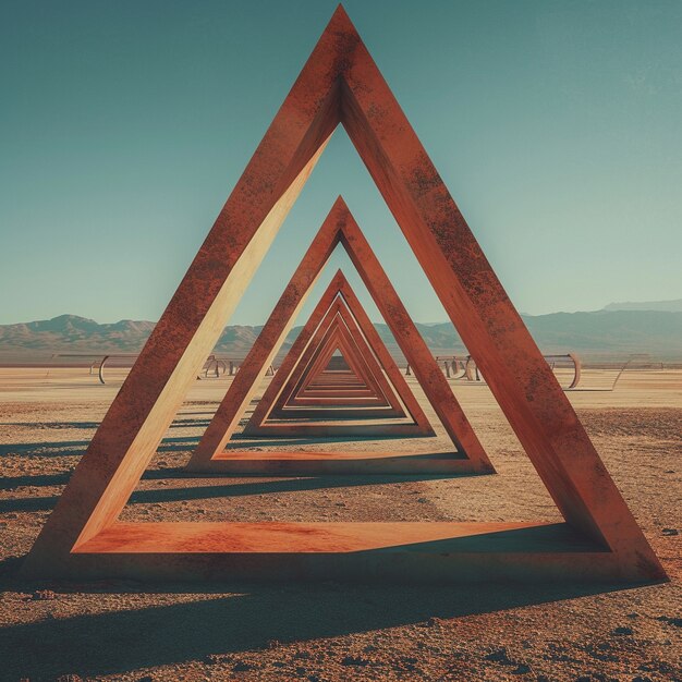 Surrealistyczne kształty geometryczne na jałowej pustyni