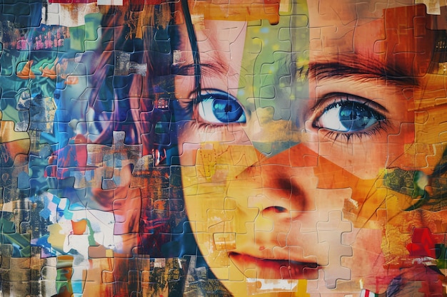 Świadomość dnia autyzmu z kolorowym portretem