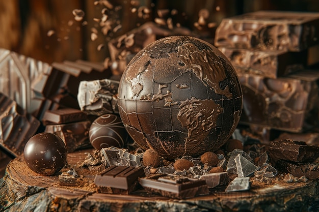 Bezpłatne zdjęcie Światowa piłka na świętowanie dnia czekolady