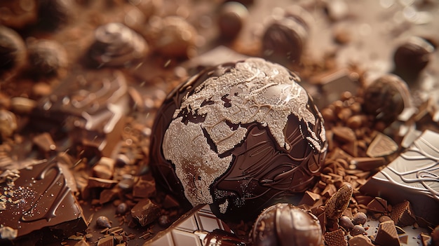 Bezpłatne zdjęcie Światowa piłka na świętowanie dnia czekolady