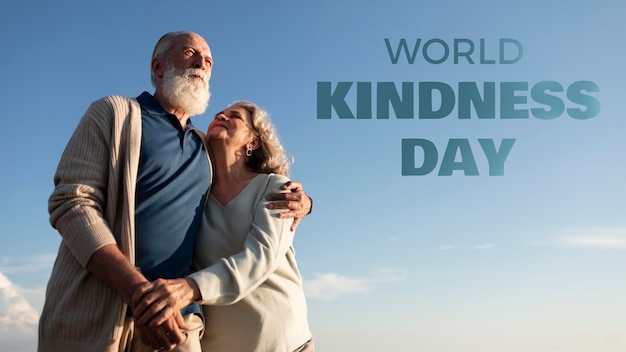 Światowy dzień życzliwości z parą seniorów pod niskim kątem