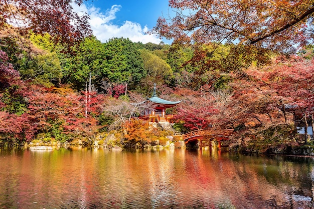 Świątynia Daigoji jesienią, Kioto. Jesienne sezony w Japonii.