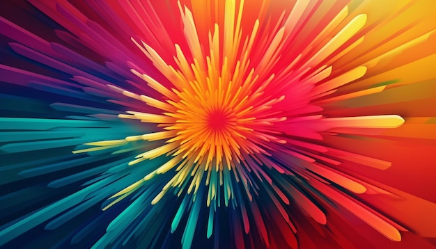 Świecące abstrakcyjne tło z żywymi kolorami eksplodującymi generowanymi przez sztuczną inteligencję