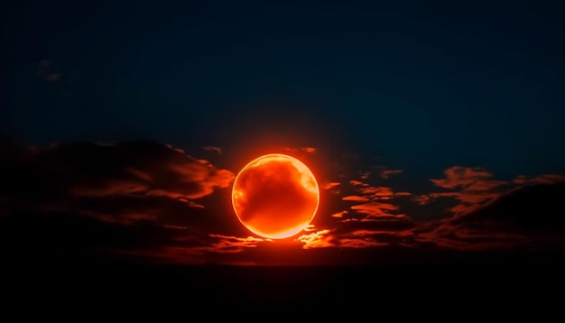 Bezpłatne zdjęcie Świecące niebo o zachodzie słońca to naturalne zjawisko piękna generowane przez sztuczną inteligencję