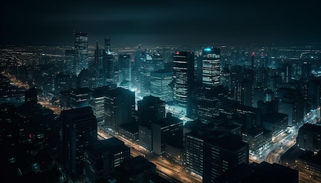 Świecący pejzaż miejski o zmierzchu Pekin nowoczesny wzrost generowany przez sztuczną inteligencję