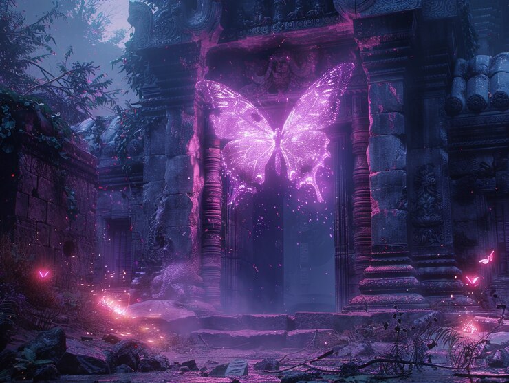 Bezpłatny plik Zdjęcie świetliwy fioletowy motyl 3d