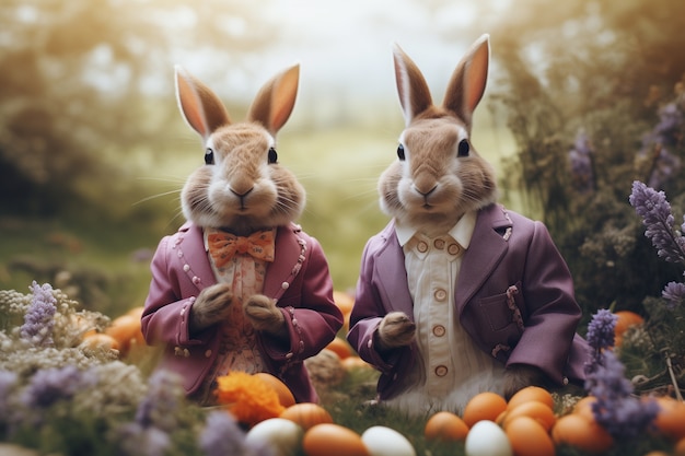 Bezpłatne zdjęcie Święto wielkanocne z królikiem