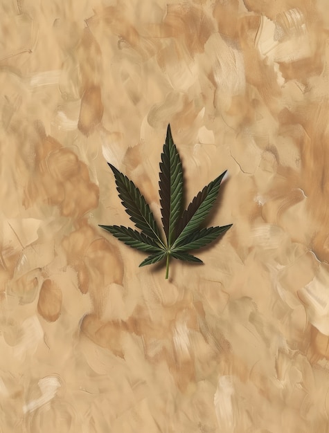 Bezpłatne zdjęcie Świeże i żywe zielone liście marihuany na zróżnicowanym tle