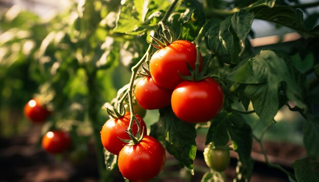 Świeże pomidory i zdrowe warzywo gourmet wytwarzane przez AI