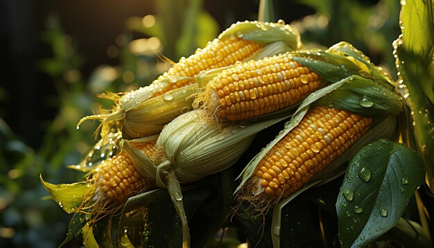 Świeżość organicznej kolby kukurydzy to zdrowy letni posiłek generowany przez sztuczną inteligencję