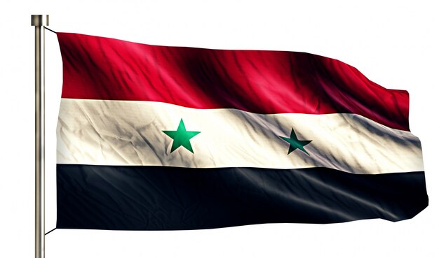 Syrii National Flag Pojedyncze 3D Białe Tło