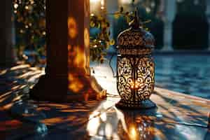 Bezpłatne zdjęcie szczegółowa konstrukcja latarni na islamski święto ramadanu