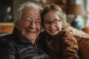 Bezpłatne zdjęcie szczęśliwa scena dziadków i wnuków na świętowanie dnia dziadków