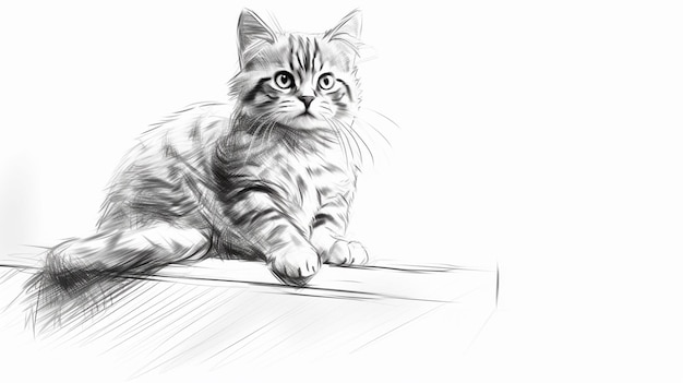 Bezpłatne zdjęcie szkic rysunku kota