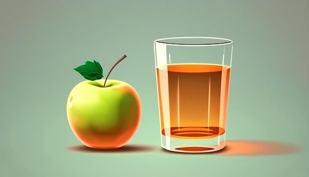 Bezpłatne zdjęcie szklanka soku jabłkowego i sztuczna inteligencja jabłkowa