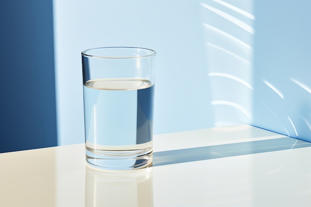 Bezpłatne zdjęcie szklanka wody z cieniami