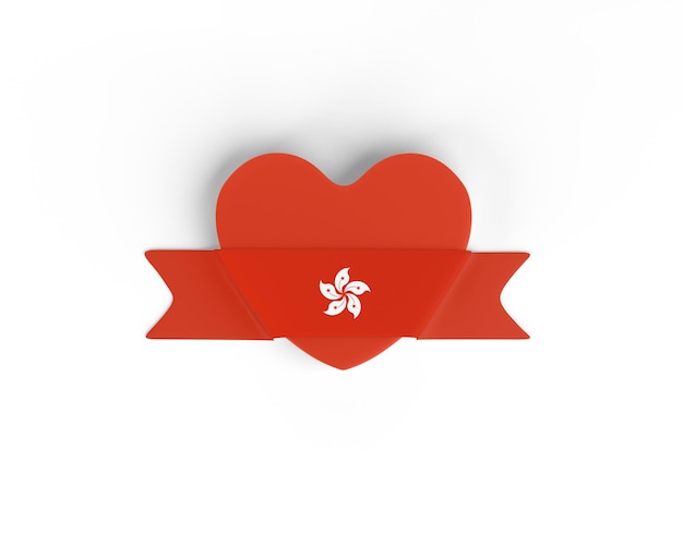 Bezpłatne zdjęcie sztandar serca z flagą hong kongu