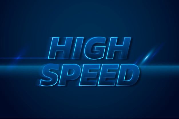 Szybka ilustracja 3D z neonową prędkością tekstu niebieskiej typografii