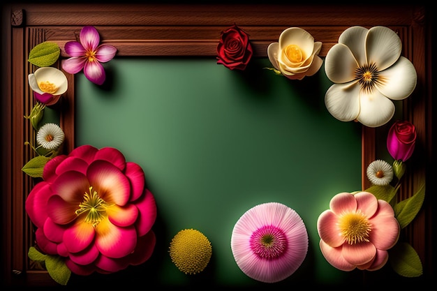 Bezpłatne zdjęcie tablica z kwiatami i ramką z napisem „kwiat”