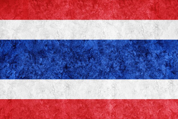 Tajlandia metaliczna flaga, teksturowana flaga, flaga grunge