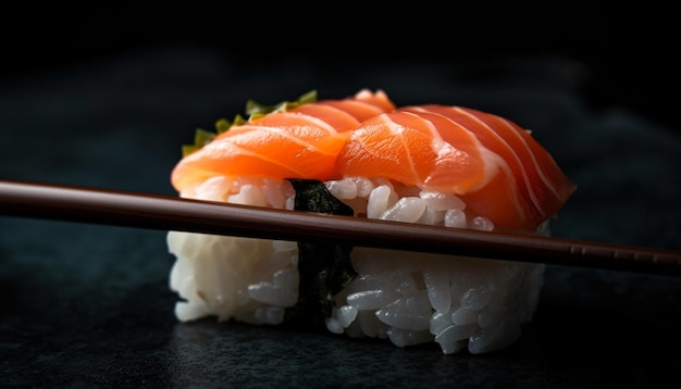 Talerz sushi dla smakoszy Kultura świeżości i bułka z wodorostów generowana przez sztuczną inteligencję