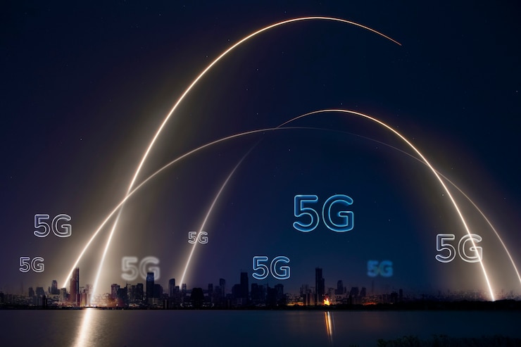 Bezpłatny plik Zdjęcie technologia tła inteligentnego miasta w sieci 5g