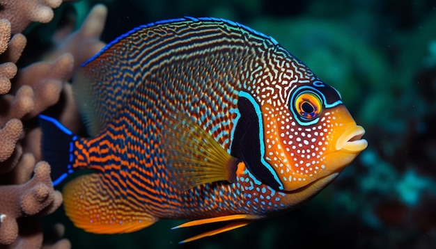 Bezpłatne zdjęcie tętniąca życiem ryba klauna w raju rafy koralowej generowana przez sztuczną inteligencję