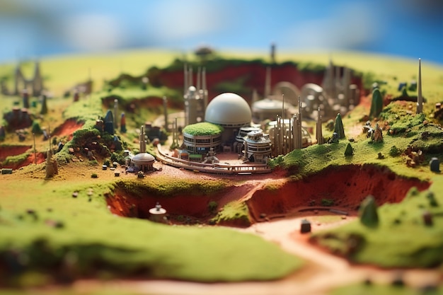 Bezpłatne zdjęcie tilt shift średniowieczny krajobraz fantasy