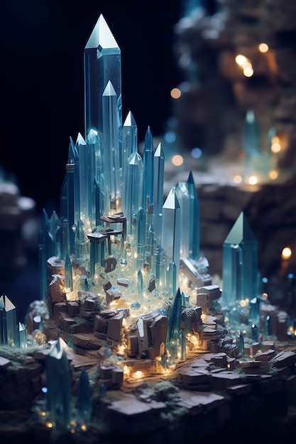 Tilt shift średniowieczny krajobraz fantasy
