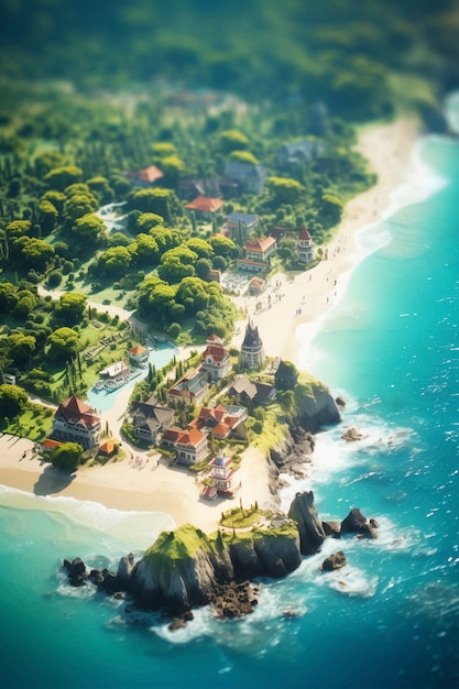 Bezpłatne zdjęcie tilt shift średniowieczny krajobraz fantasy