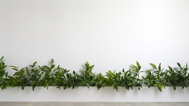 Tło z prostymi białymi ścianami i roślinami