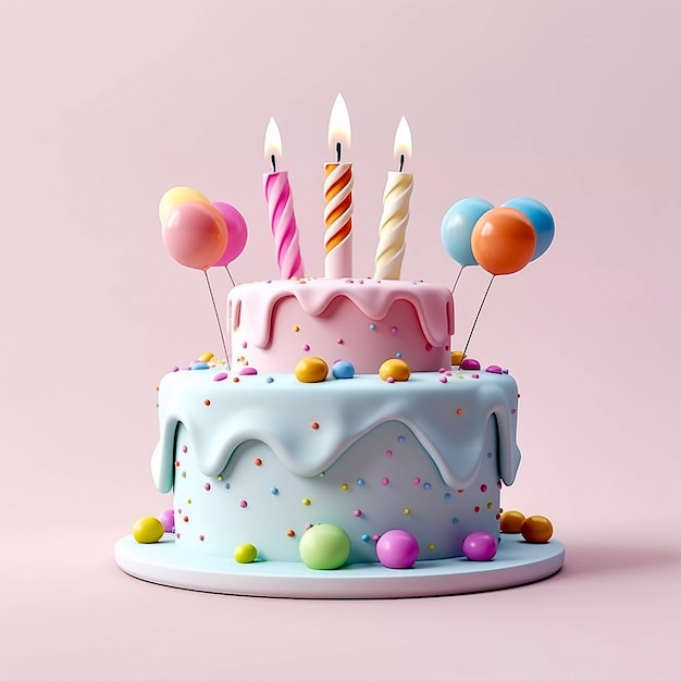Bezpłatne zdjęcie tort 3d z balonami