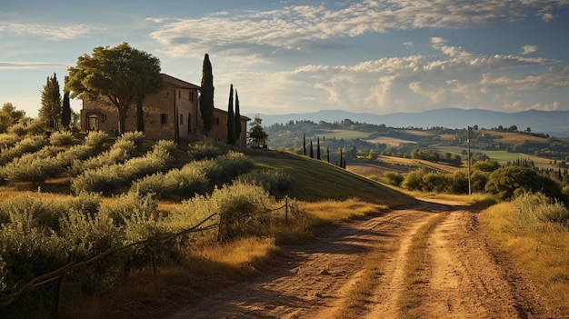 Bezpłatne zdjęcie toskańskie krajobrazy malownicze winnice wieś malownicze piękno