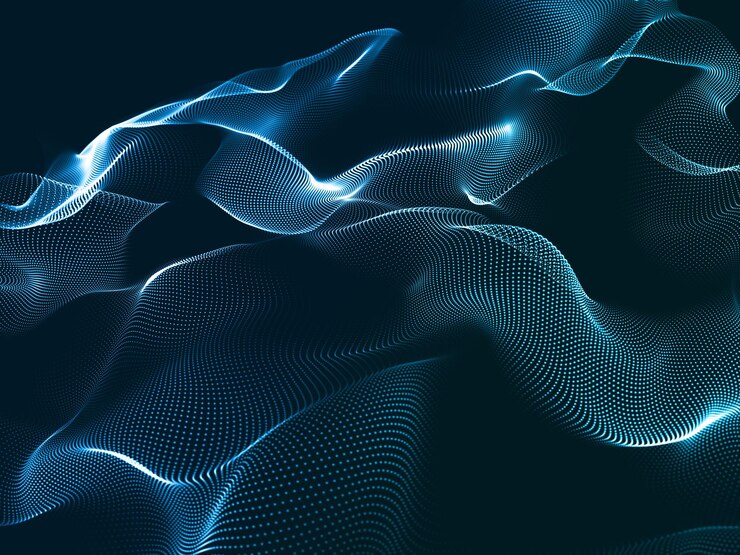Bezpłatny plik Zdjęcie trójwymiarowe abstrakcyjne tło płynących cząstek cybernetycznych
